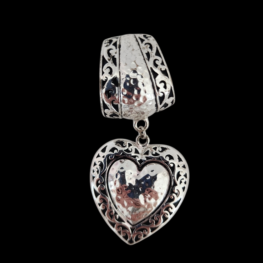 Vintage Scarf Ring Heart Pendant Silver Scarf Accessory  A0044
